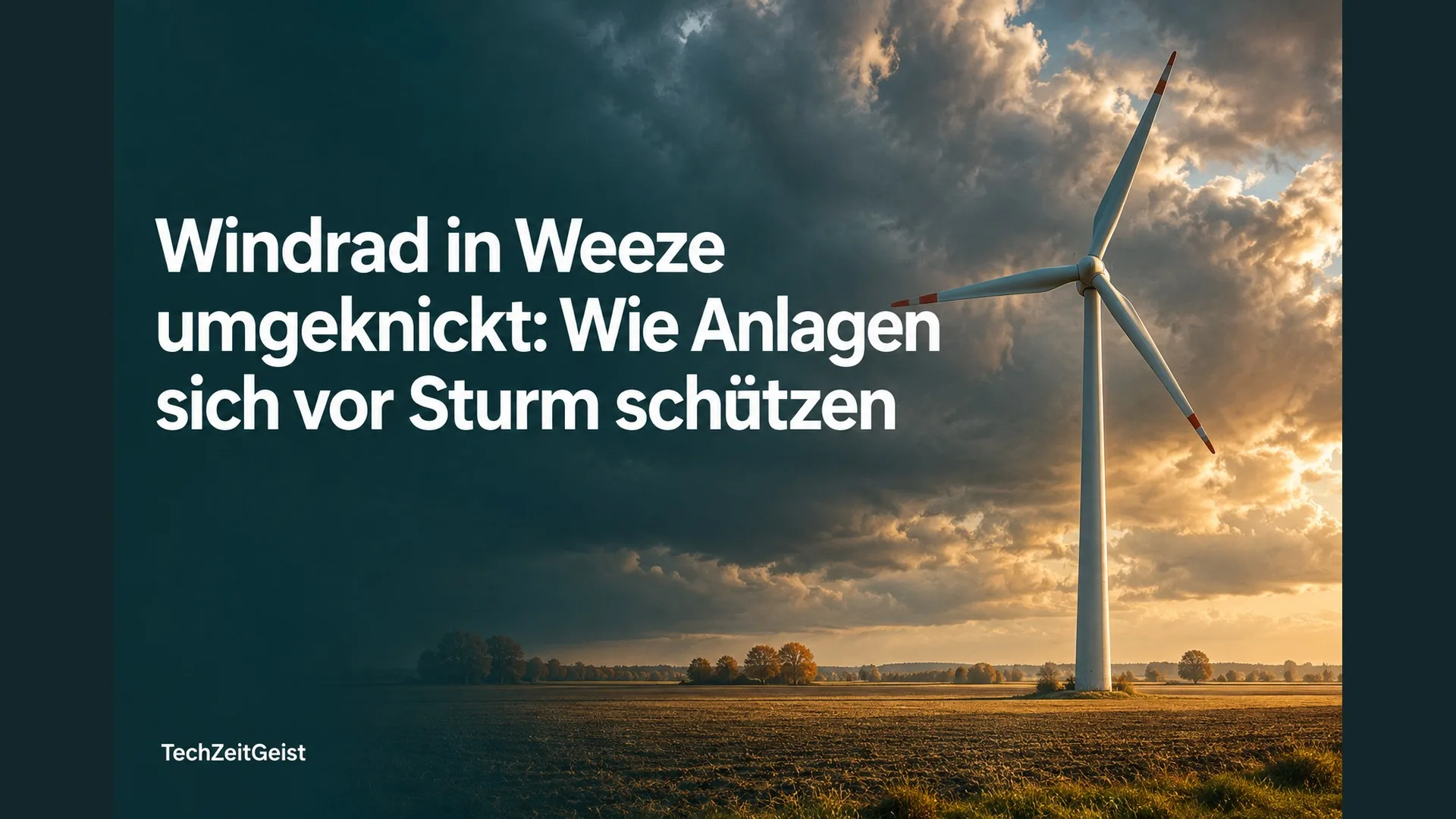 Windenergieanlage auf einem Feld vor dunklen Herbstwolken; symbolische Darstellung.
