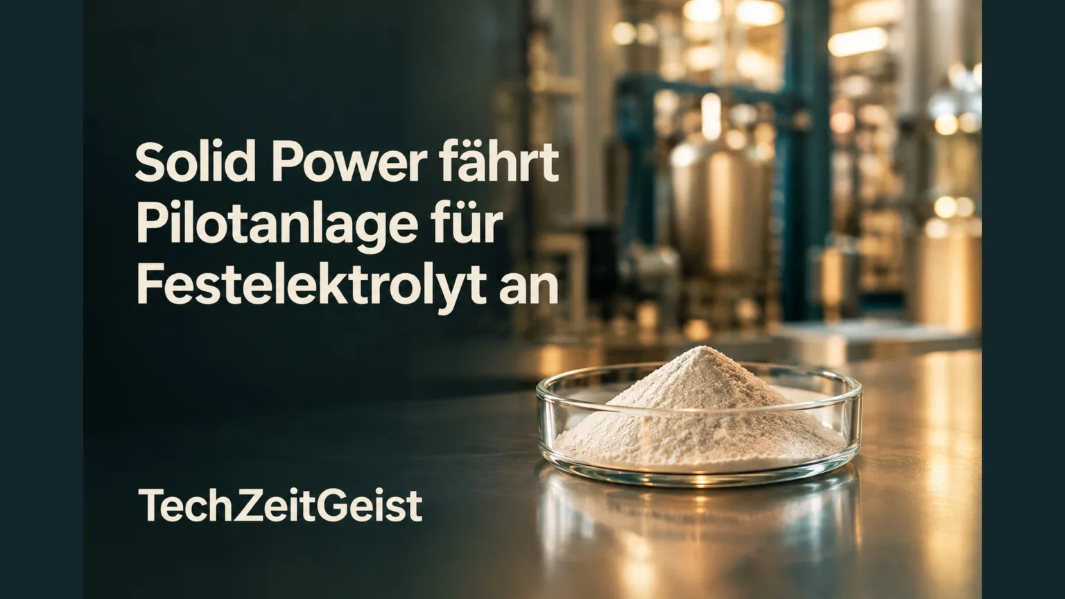 Illustration eines Pulvers vor einer Anlage mit Artikelüberschrift.