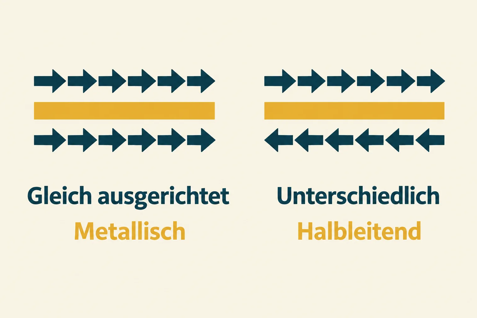 Schematischer Vergleich gleich und unterschiedlich ausgerichteter Seitenketten