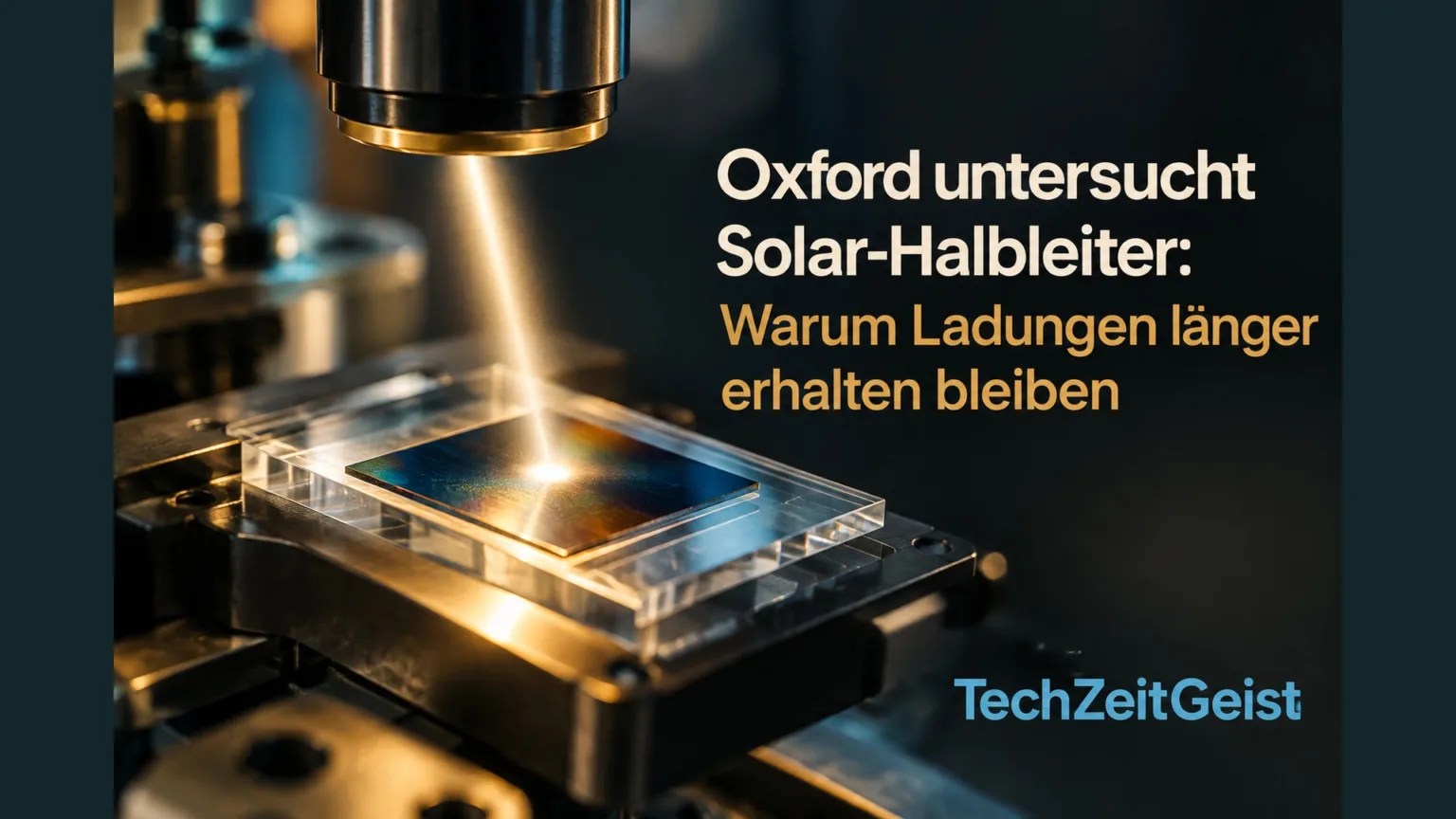 Halbleiterprobe im Labor mit Artikelüberschrift
