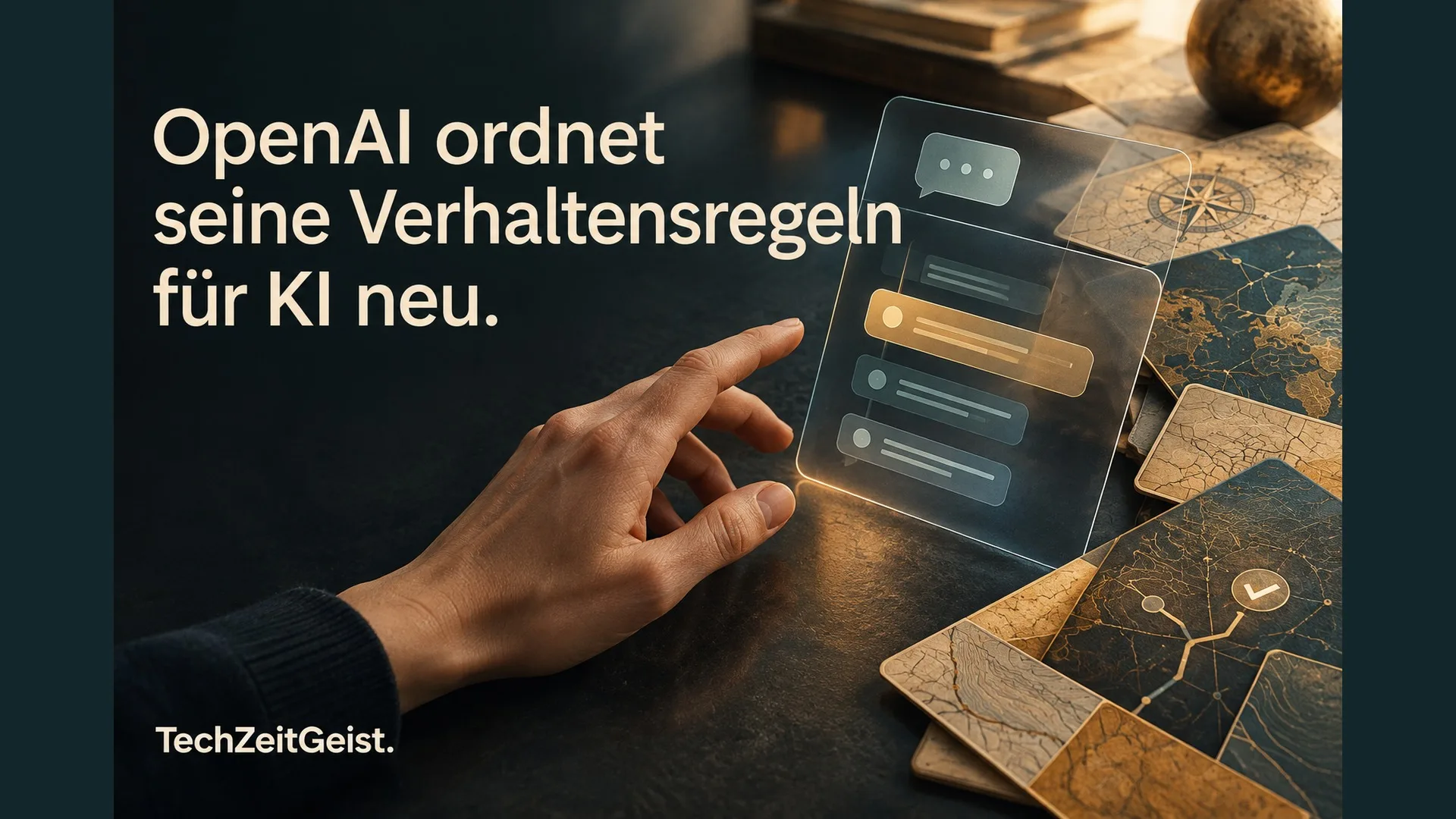 Symbolische Chatoberfläche mit Artikelüberschrift