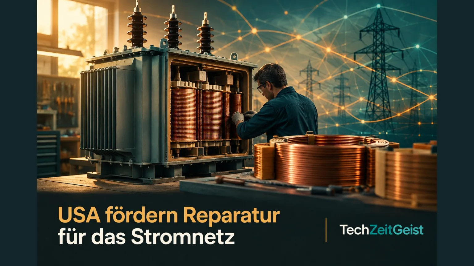 Illustration eines Transformators in einer Werkstatt