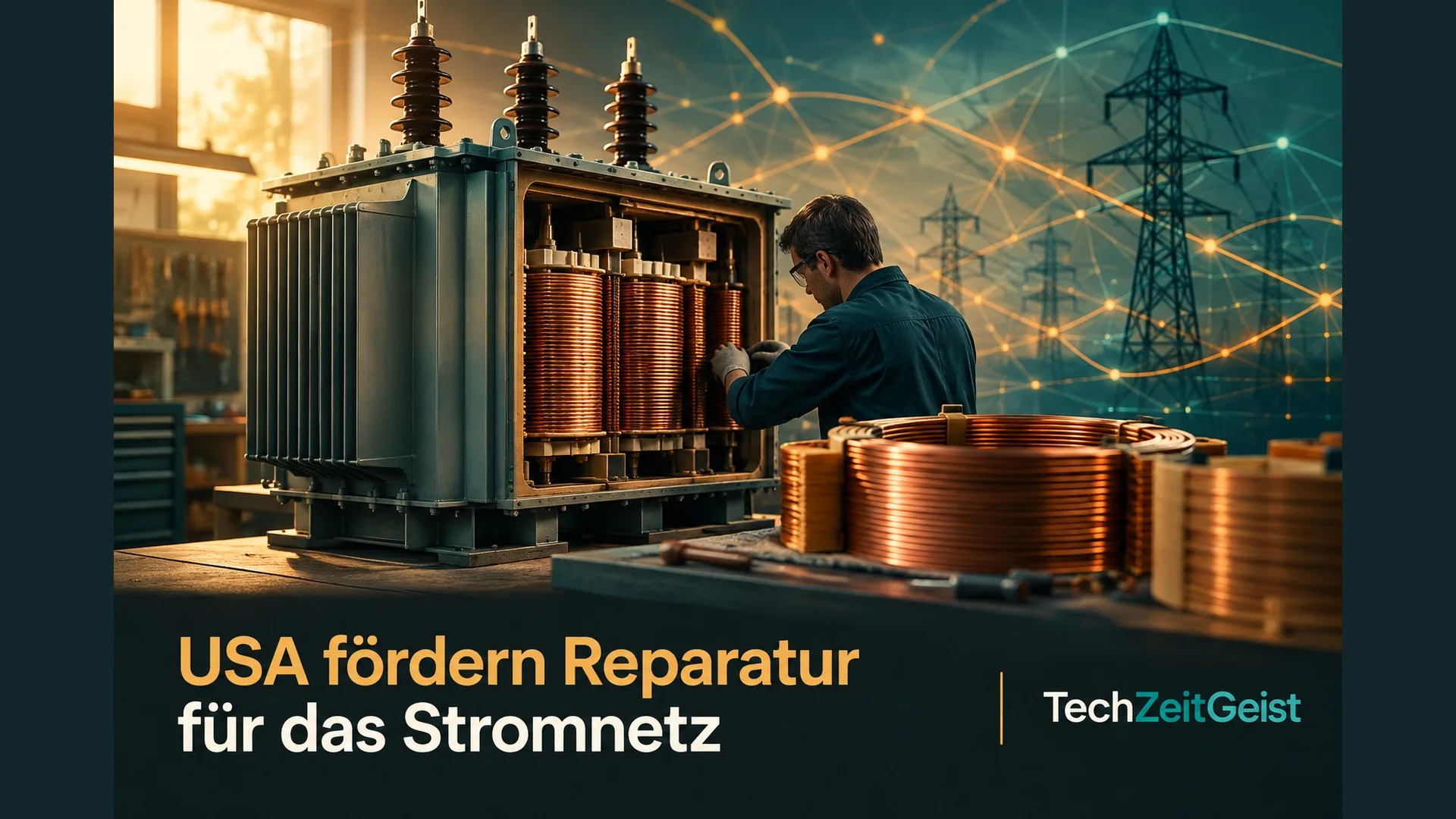 Illustration eines Transformators in einer Werkstatt